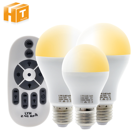Bombilla LED inteligente E27 AC86-265V, 6W, 9W, 12W, Blanco cálido, blanco frío, lámpara cambiable, RF, 2,4G, Bombilla LED de Control remoto ► Foto 1/6