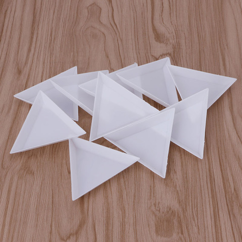 10 Uds. Triangulares de plástico con diamantes de imitación de cuentas, bandejas de clasificación para Nail Art, color blanco ► Foto 1/6