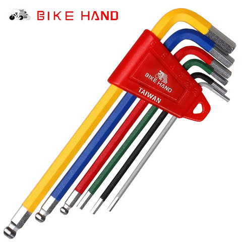 BIKEHAND-Juego de Llaves hexagonales para bicicleta, Kit de herramientas de reparación de bicicletas de montaña, con llave de servicio colorida de 6 uds, apertura de bola plana de Color 2/2, 5/3/4/5/6mm ► Foto 1/5