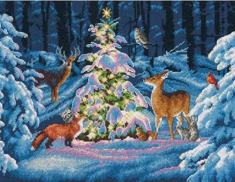 Kit de punto de cruz de alta calidad, Navidad, bosque brillante, nieve, animales de Navidad, dim, 70-08922 ► Foto 1/2