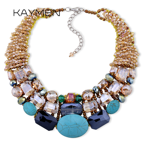 KAYMEN bohemio gargantilla nueva collar de las mujeres del filamento multicapa cristal collar destacado de babero NK-01290 ► Foto 1/4