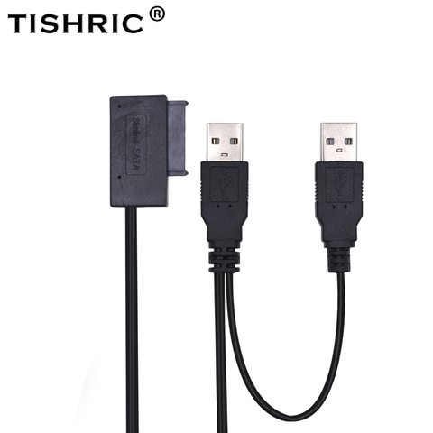 TISHRIC USB 2,0 a 7 6 13Pin Slimline SATA Cable adaptador de alimentación externa para el ordenador portátil Mini CD-ROM DVD-ROM convertidor ► Foto 1/6