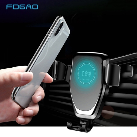 Soporte FDGAO para cargador de coche inalámbrico Qi de gravedad automática para IPhone 11 XS XR X 8 10W, soporte de teléfono de carga rápida para Samsung S10 S9 ► Foto 1/6