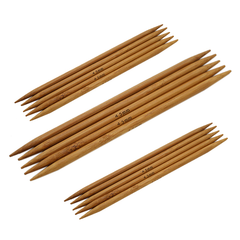 Agujas de bambú carbonizado de doble punta, herramienta para tejer, 11 tamaños/juego, 13cm, gran oferta ► Foto 1/6