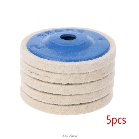 5 piezas 4 ''rueda de pulido redonda de fieltro de lana pulidor de almohadillas herramientas de disco ► Foto 1/6