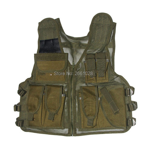 Chaleco táctico de malla con múltiples bolsillos para hombre, chaqueta militar de caza, chalecos de pesca, talla ajustable, 5 colores ► Foto 1/1