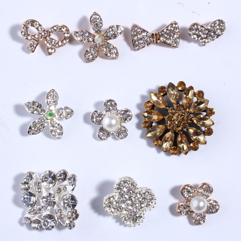 Perlas de Color marfil con botones de diamantes de imitación, cristal plateado, para invitaciones de boda, 2 uds., gran oferta ► Foto 1/6