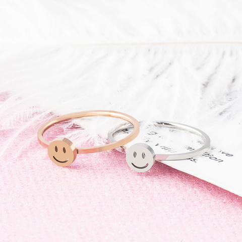 ZMZY Simple fino anillo de acero inoxidable anillo apilable Anillos para las mujeres joyería minimalista, Linda sonrisa regalo de anillo de boda, Anillos ► Foto 1/6