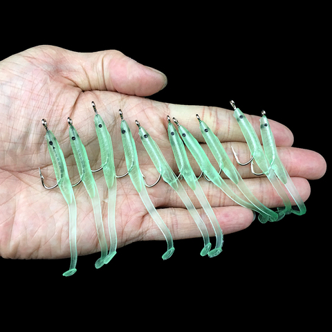 10 unids/lote de Pesca de cebo con gancho Anguila cachorro realista de silicona bajo atraer Jerkbaits los nadadores Pesca abordar accesorios 56mm /68mm ► Foto 1/6