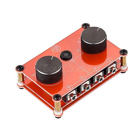 MC104-Red Mini 4 puertos estéreo 3,5mm 4 en 1 interruptor de Audio selector divisor pasivo preamp caja ► Foto 1/6