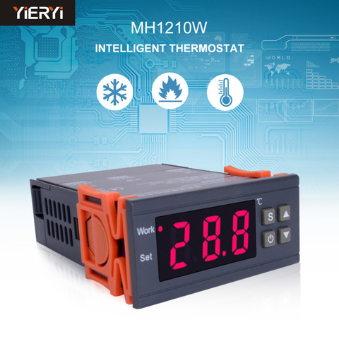 Controlador Digital de temperatura MH1210W, AC90-250V, regulador de termostato 10A 220V con Sensor -50 ~ 110C, Control de enfriamiento de calefacción ► Foto 1/6