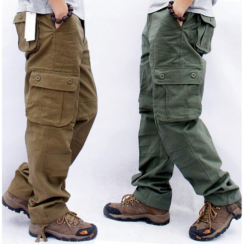Pantalones Cargo militares con múltiples bolsillos para hombre, ropa de vestir, Pantalones rectos, largos, talla grande 42 44 ► Foto 1/5