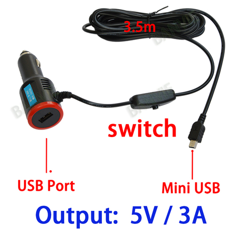 Adaptador de cargador de coche USB Dual DC 8-36V a 5V 3A para coche, carga de vehículo DVR con interruptor y cable de 3,5 m, Mini / Micro USB ► Foto 1/6