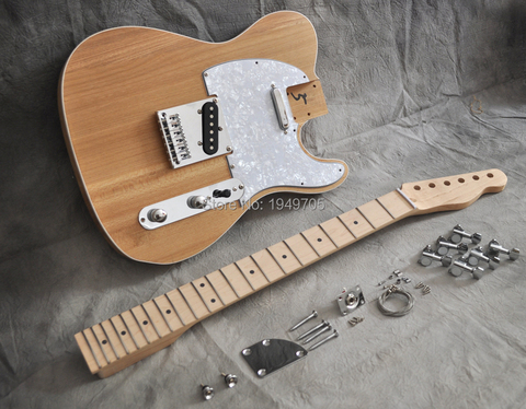 Kit de construcción de guitarra eléctrica de cuerpo sólido, bricolaje, proyecto Elm Body Mape, cuello y diapasón, estilo TL sin terminar ► Foto 1/6