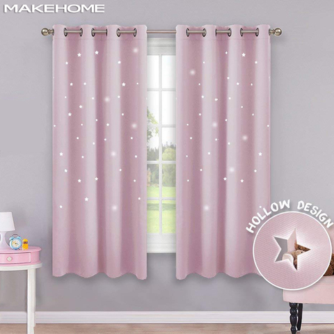 MAKEHOME-cortinas opacas de estrellas para dormitorio de niños, telas de tres capas para ventana, decoración del hogar, tul de estrellas ► Foto 1/6