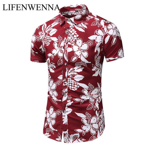 Llegada de un nuevo verano camisas de hombres, 2022 de moda de manga corta camisa hawaiana hombre flores Casual Slim playa camisas m-7XL ► Foto 1/6