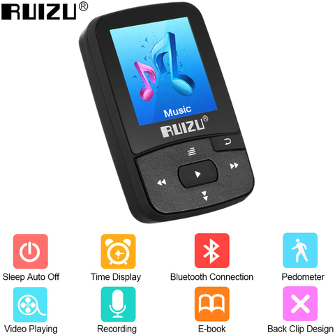 RUIZU-reproductor MP3 X50, 8GB, 1,5 pulgadas, sonido HiFi sin pérdidas, Bluetooth, podómetro, tarjeta TF, Radio FM, grabación, E-book, calendario de tiempo ► Foto 1/6