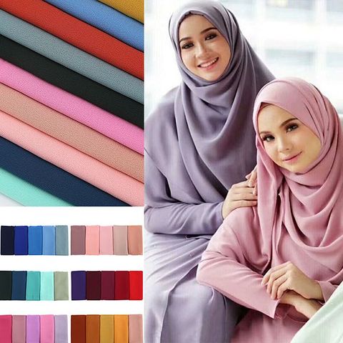 Las mujeres claro burbuja de gasa bufanda/bufanda bufandas tipo hijab musulmán hijab turbante tela abrigo chales colores sólidos diadema Maxi chal ► Foto 1/6