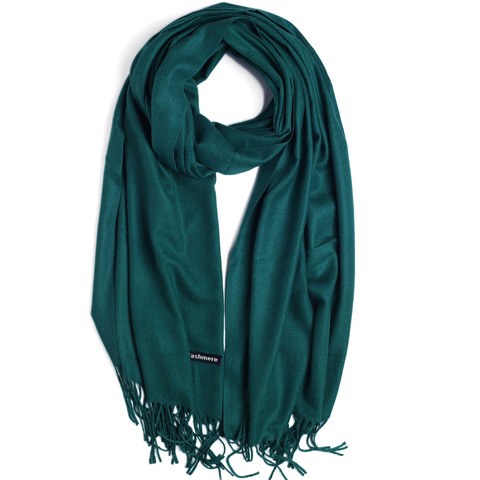 Bufanda de Cachemira a la moda para mujer, chal liso para otoño e invierno, Hijab suave de alta calidad, Pashmina gruesa de lana de lujo, Verde ► Foto 1/1