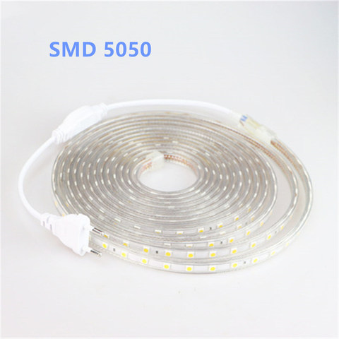 SMD 5050 AC220V tira de iluminación Led flexible 60 leds/m LED resistente al agua cinta de luz Led con enchufe de alimentación de 1 M/2 M/3 M/5 M/6 M/8 M/9 M/10 M/ 15 M/20 M ► Foto 1/6