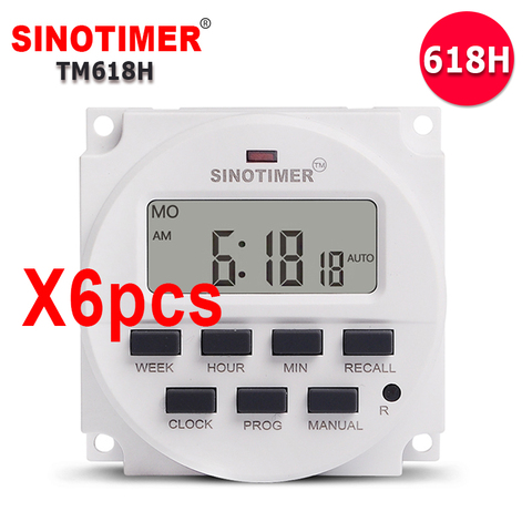 Venta al por mayor 6 unids/lote TM618H salida de tensión Digital tiempo de 7 días a la semana temporizador programable interruptor 220V para las luces ► Foto 1/5