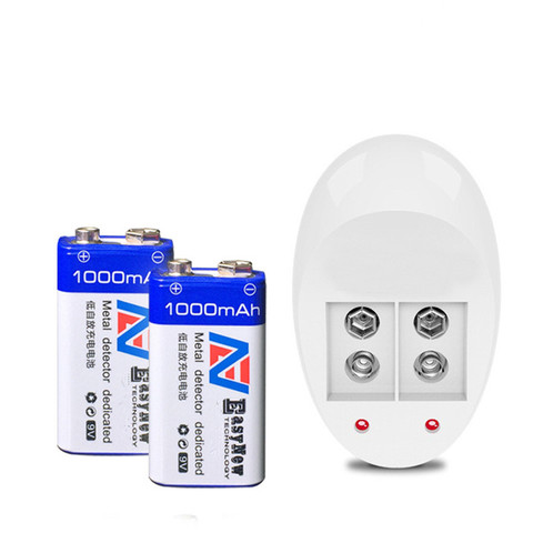 Batería recargable de gran capacidad, 2 uds., 9 V, 1000mAh, batería recargable de ión-litio + 1 uds, cargador inteligente de 9 V ► Foto 1/4