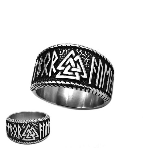 Anillo nórdico vikingo runa, símbolo de Odin, joyería de acero inoxidable, amuleto clásico de nudo celta, anillo de motorista para hombre SWR0850 ► Foto 1/4
