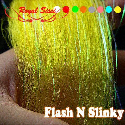 Real Sissi 8 colores opcionales atado de moscas Flash N Slinky de fibra larga brillo pelo difusa de fibra de baitfish mosca serpentina atado de moscas materiales ► Foto 1/6