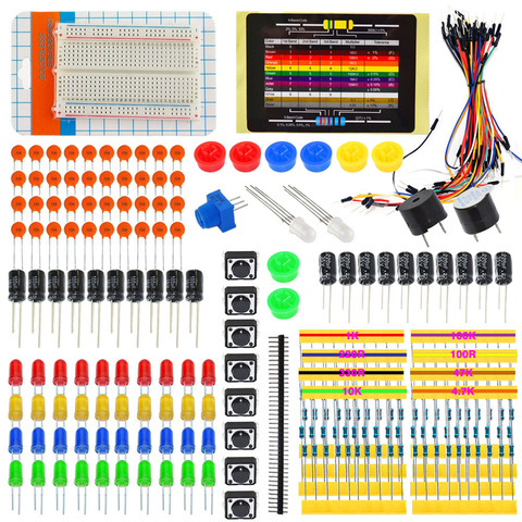 Kit de Inicio de Servicio General piezas electrónicas para Arduino W/LED/cables de puente/placa de pruebas + caja blanca + 11 proyectos (en línea) ► Foto 1/6