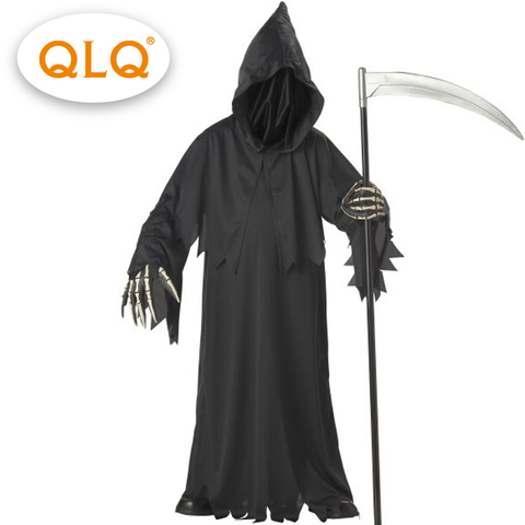 Disfraz de grim reaper para adultos y hombres, disfraz de halloween de alta calidad con sombrero, máscaras con esqueleto, manos ► Foto 1/2