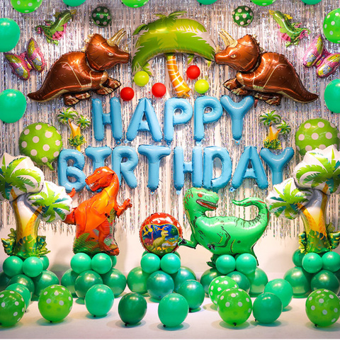 Suministros de fiesta de dinosaurios, vajilla desechable de globos de  dinosaurio, decoraciones para fiesta de cumpleaños de niño, suministros de  fiesta de jungla, baby shower - Historial de precios y revisión |