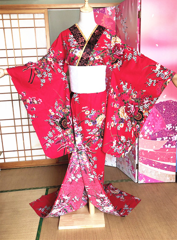 Conjunto de Kimono japonés Sexy para mujer, ropa de actuación de verano, Kimono rojo ► Foto 1/4