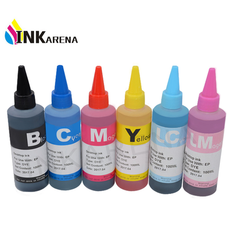 Recarga de tinta para impresora Epson Stylus tinta Photo T50 R290 R295 R390 RX590 RX610 RX615 RX690 1410 TX650 TX659 tinte de tinta 100 mL botella ► Foto 1/6