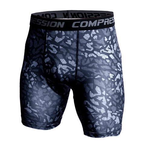 Pantalones cortos de compresión bajo la capa de los hombres moda estampado 3D camuflaje medias atléticas pantalones cortos flacos hombres parte inferior ► Foto 1/6
