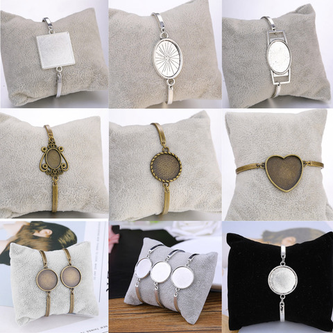 4 unids/lote cabujón Base de configuración blanco en blanco brazalete bandejas para las mujeres de la joyería de bricolaje hacer joyas pulseras artesanía ► Foto 1/6