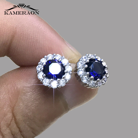 Pendientes de camomila Dorea para mujer, aretes geométricos a la moda, Circonia cúbica, piedra azul, Piercing minimalista para esposa ► Foto 1/5