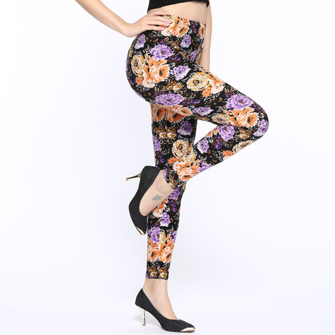 Venta caliente 2022 primavera y otoño flores impresión Leggings cintura alta pantalón Casual mujeres imprimir elasticidad Fitness Leggins Mujer ► Foto 1/6