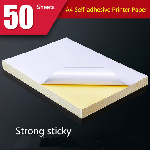 50 hojas A4 autoadhesivas blancas etiqueta superficie mate hoja de papel para impresora de inyección láser copiadora de papel artesanal ► Foto 1/6