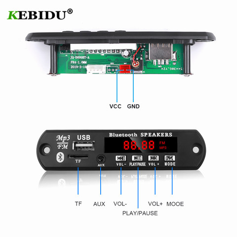 KEBIDU-reproductor MP3, por Bluetooth 5,0, placa decodificadora de Mp3 WMA WAV FLAC APE con pantalla en Color, USB, TF, Radio FM, módulo con grabación de llamadas ► Foto 1/6