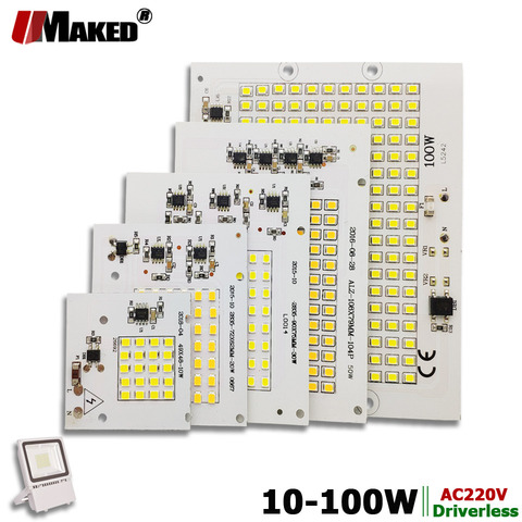 Módulo reflector LED AC220V, LED PCB, 10W, 20W, 30W, 50W, 100W, placa de aluminio, Blanco/cálido, SMD2835, controlador IC inteligente ► Foto 1/6