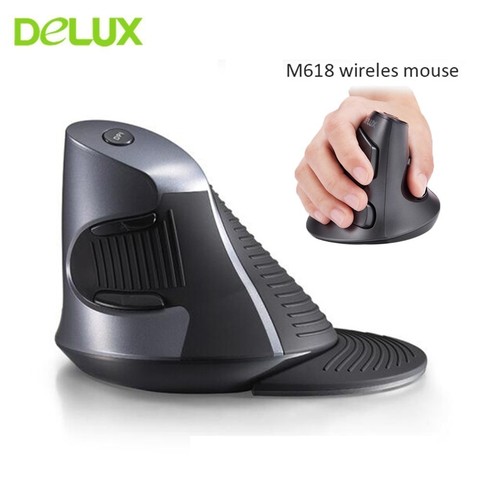 Delux M618GX inalámbrico Vertical ergonómico óptico Usb ratón de ordenador 2,4 Ghz 6 botones Gaming Mause 3D ratón Vertical para ordenador portátil ► Foto 1/6