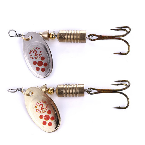 1 piezas 6,7 cm/7,3g oro Artificial/cuchara de plata atraer Metal Spinner Señuelos de Pesca anzuelo Spinner 4 # ► Foto 1/6