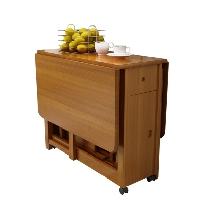 Mesa de comedor de madera maciza mesa plegable simple retráctil mesa de roble hogar pequeña mesa de comedor ► Foto 1/1