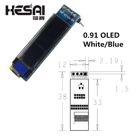 0,91 pulgadas 12832 color blanco y azul 128X32 OLED LCD Módulo De Pantalla LED 0,91 CII comunicarse para arduino Diy Kit ► Foto 1/4