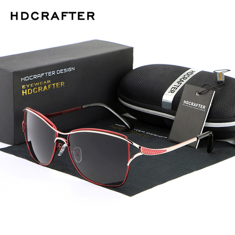 HDCRAFTER polarizado De ojo De gato gafas De Sol De las mujeres del estilo De la moda De marca De diseñador De conducción lentes De Sol para dama gafas De Sol De gafas ► Foto 1/6