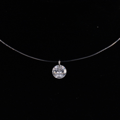 Collar de hilo de pescar transparente para mujer, cadena Invisible de plata, gargantilla de diamantes de imitación, Gargantilla ► Foto 1/6