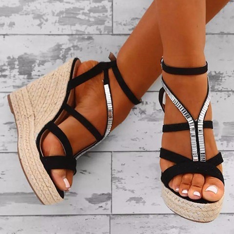 VOGELLIA nuevo de verano de marca de las mujeres Sandalias Zapatos romanos Mujer Sandalias con plataforma casuales punta abierta sandalias de cuña Zapatos de señora ► Foto 1/6