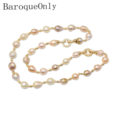 BaroqueOnly-collar perla Edison 100% Natural de agua dulce, Gargantilla, pulsera, suéter, cadena en forma de gota, collar de perlas barrocas ► Foto 1/6