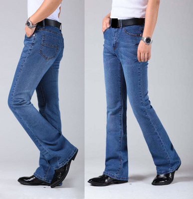 Hombre Vaqueros de pierna pantalones de cintura alta Long Flare Jeans para hombres Bootcut azul Jeans hombres ► Foto 1/6