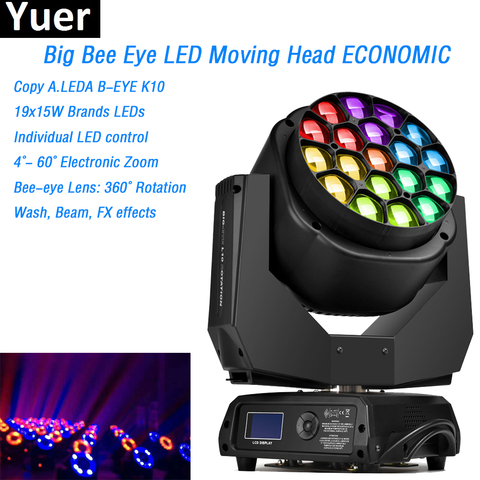 19x15W RGBW LED abeja grande ojo luz con cabezal móvil de lavado de haz de Zoom de Paneles económico Clay Paky DJ Profesional iluminación de escenario ► Foto 1/6